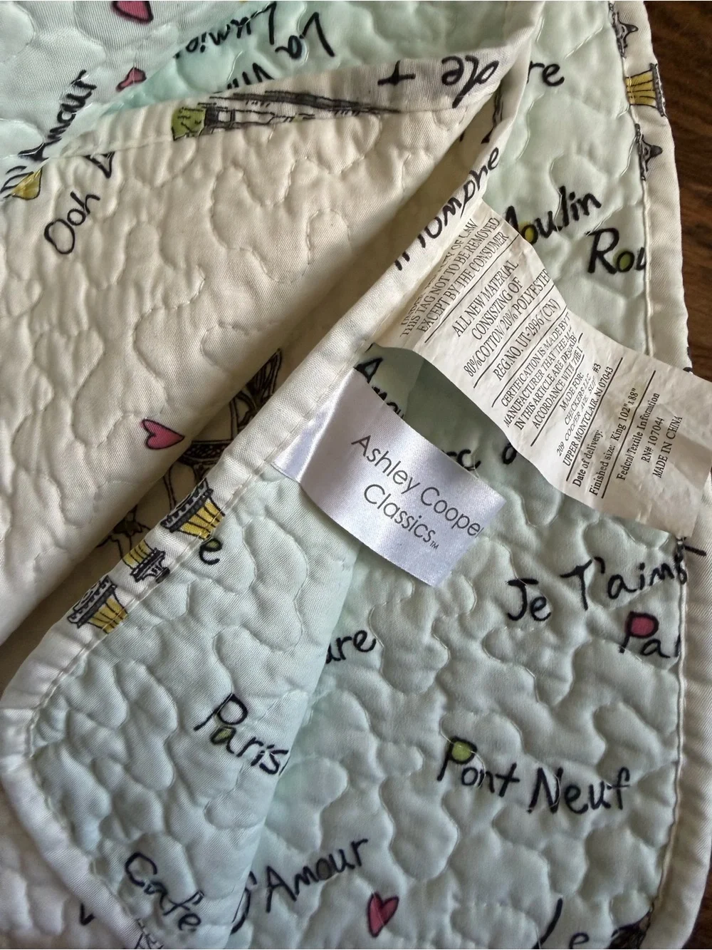 King 3pc Quilt Bedding Set Paris France Parisian Eiffel Tower French Ooh La La